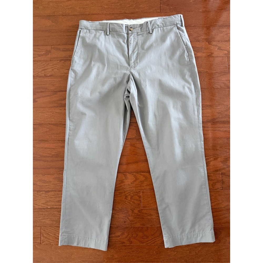 Polo Ralph Lauren Stretch Straight Fit Pants Mens 38x30 Gray Flat Front Chino